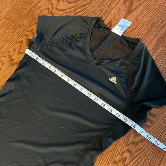 ADIDAS women’s CLIMALITE athletic top short sleeve V neck size Small BLACK - Picture 8 of 9